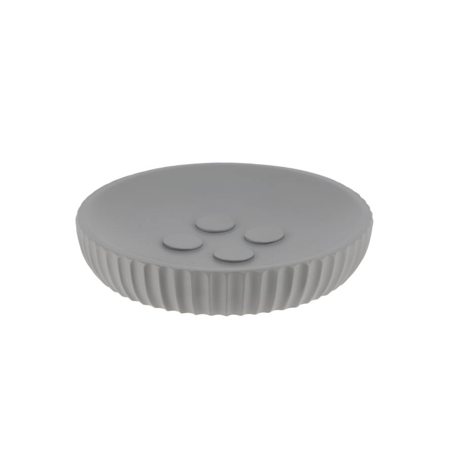 Porte Savon En Résine Striée - Gris Portes savon