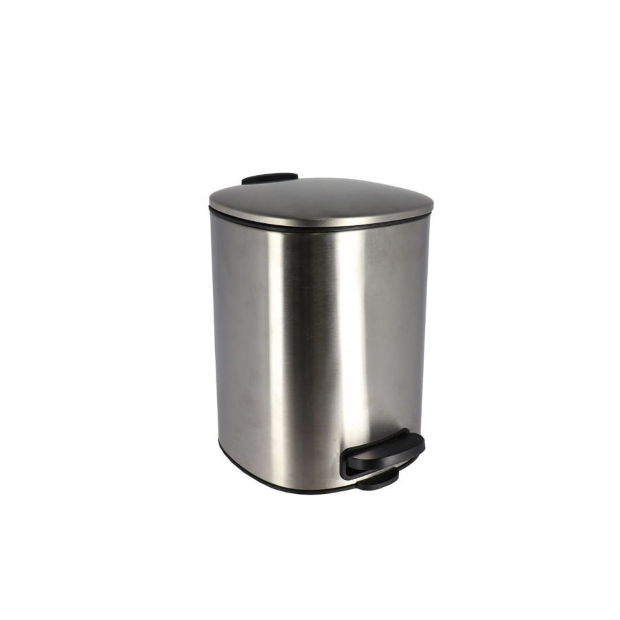 Poubelle Métal Avec Frein De Chute 5L - Argenté Poubelles de salle de bain
