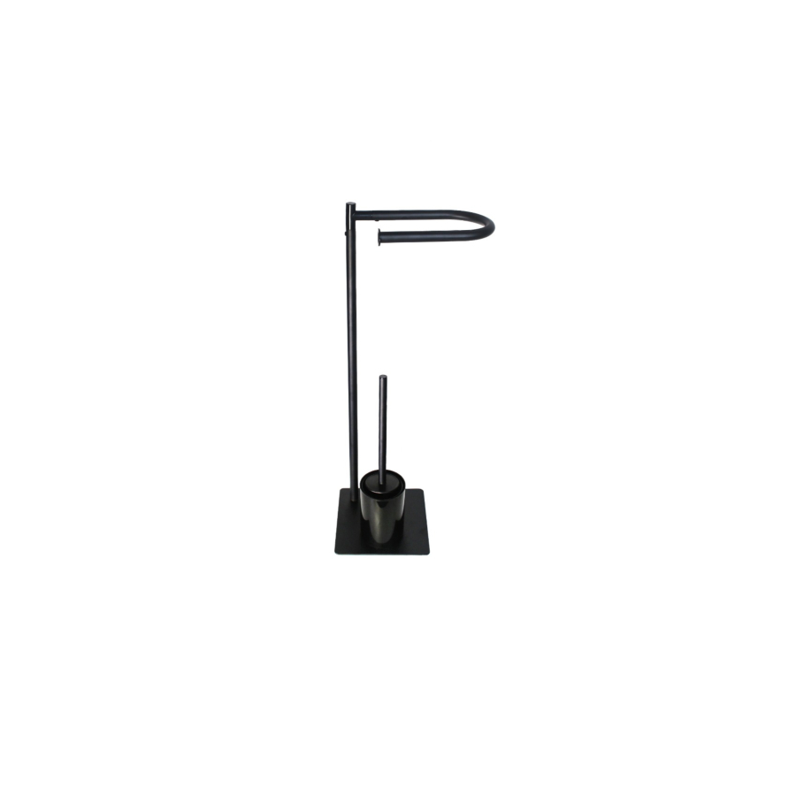 Support De Toilette Avec Brosse De Toilette - Noir Organisateurs