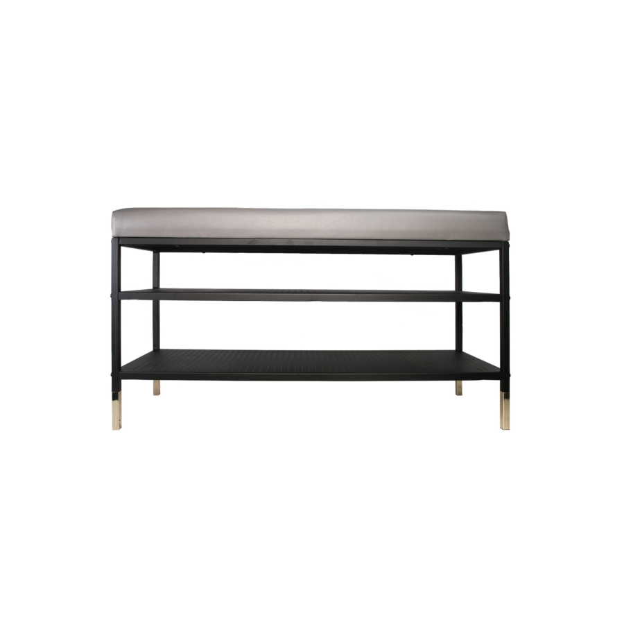 Banc À Chaussures Avec Étagère Losacco - Gris / Noir Accessoires-rangements