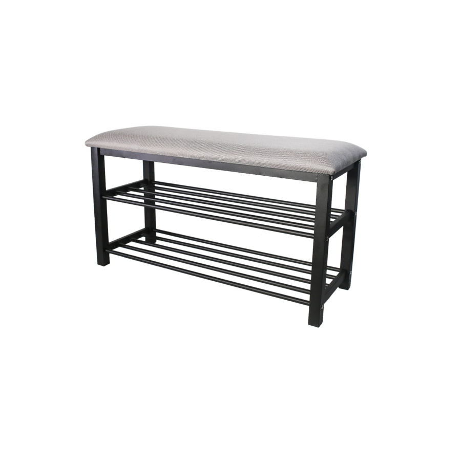 Banc À Chaussures À 2 Niveaux Andino - Gris / Noir Rangement pratique