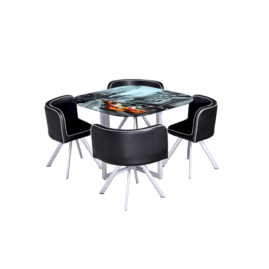 Set Table À Manger Space Avec 4 Chaises - Noir Déstockage