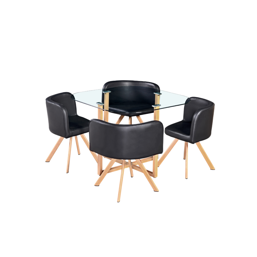 Set Table À Manger Pandey Avec 4 Chaises - Noir Séjour Ramadan