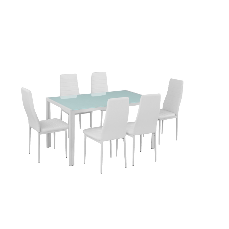Set Table À Manger Miro Avec 6 Chaises - Blanc DÉSTOCKAGE
