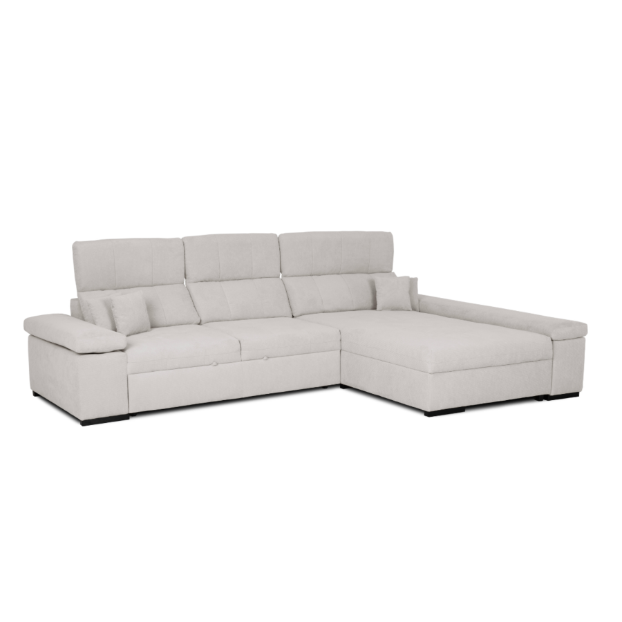 Canape D'Angle Wilbur Reversible + Fonction Lit + Rangement - Gris Clair Canapé convertible