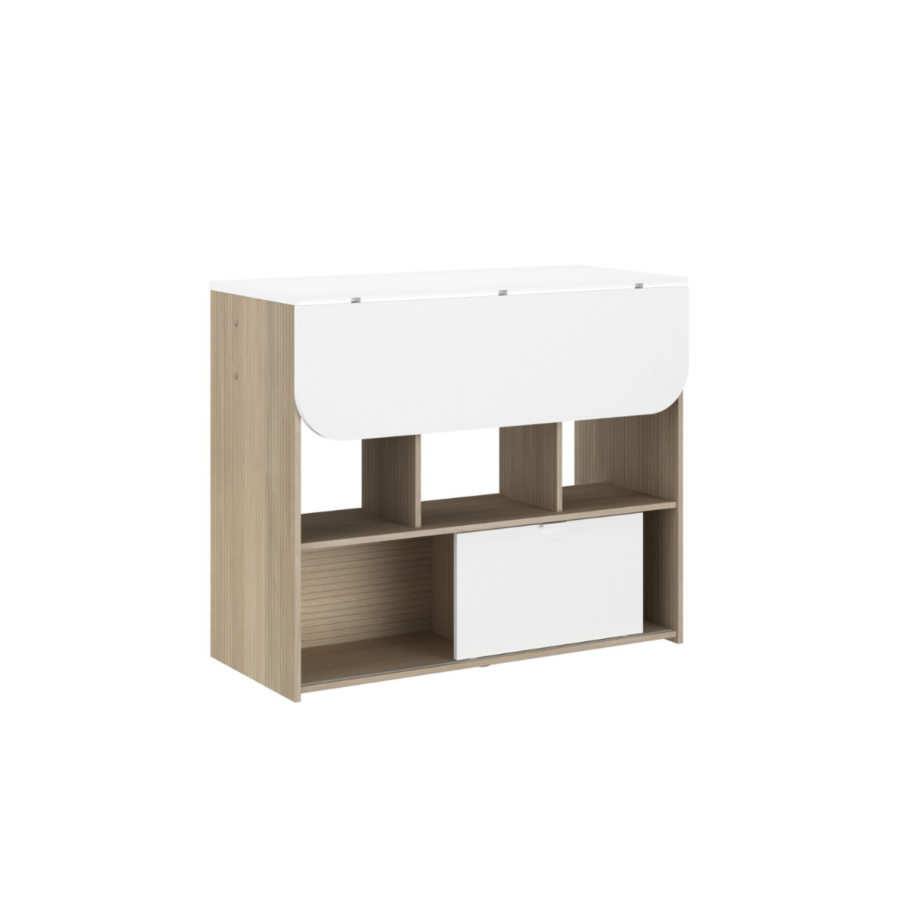Table Haute Extensible Lundge - Blanc / Chêne Tables Hautes