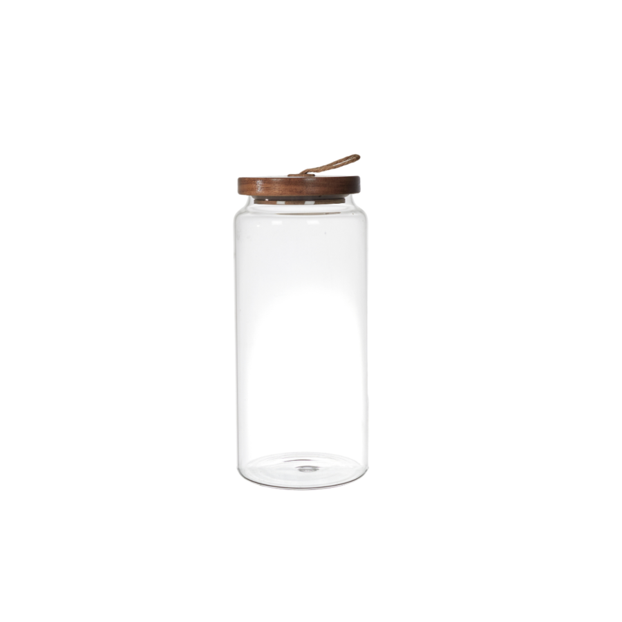 Bocal Avec Couvercle Acacia 23Cm - Blanc Rangement cuisine