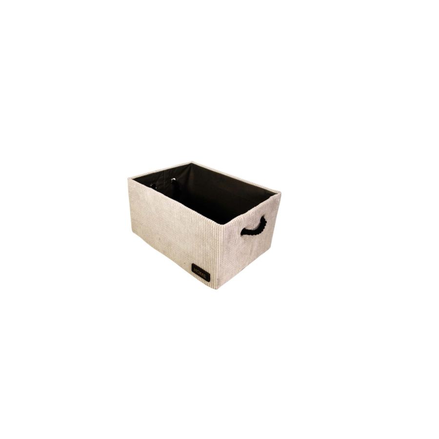 Boite De Rangement Côtelé Avec Couvercle 38.5X28.5X21.5Cm - Beige Accessoires-rangements