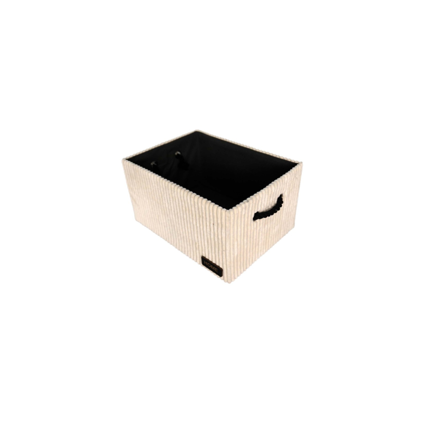 Boite De Rangement Côtelé Avec Couvercle 38.5X28.5X21.5Cm - Beige Accessoires-rangements