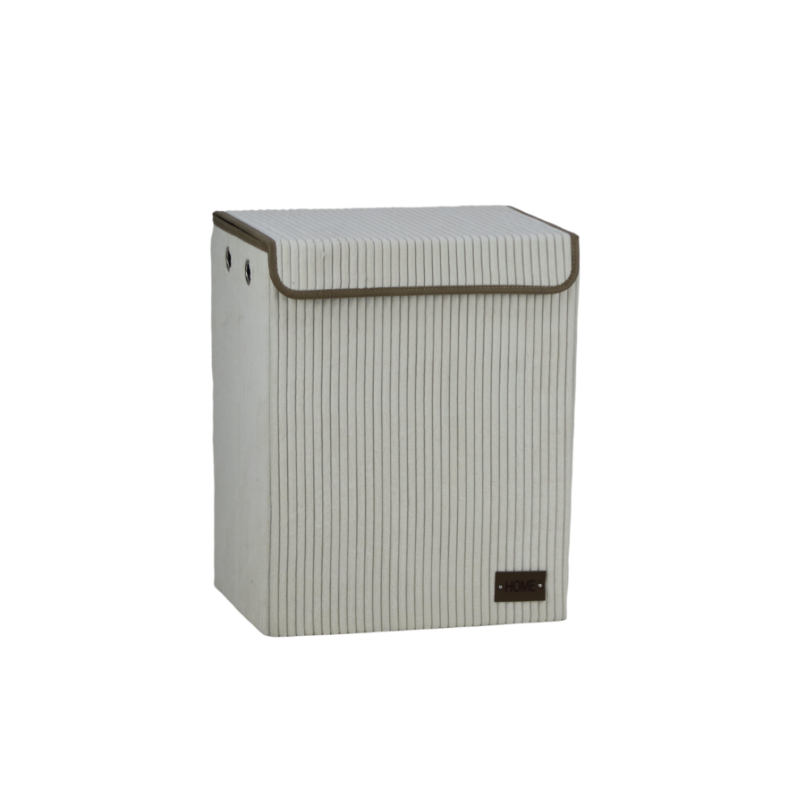 Panier Côtelé Avec Couvercle 40X30X50Cm - Beige Accessoires-rangements