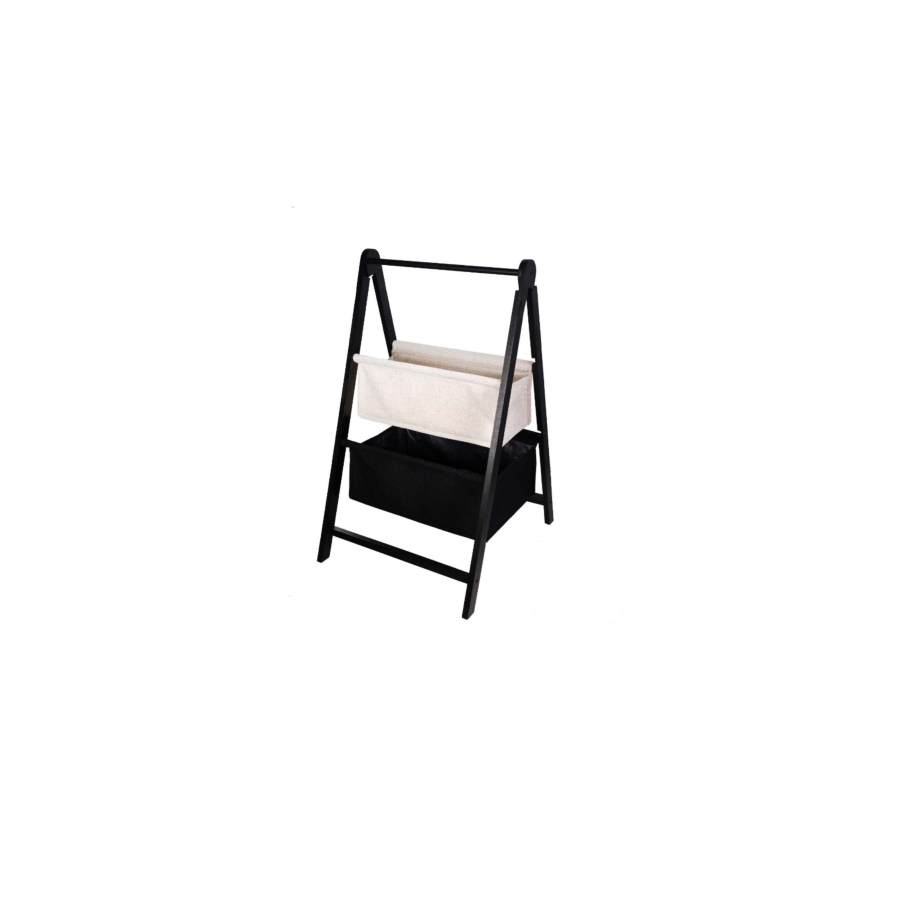 Échelle En Bois Avec Deux Paniers - Noir / Blanc Accessoires salle de bain