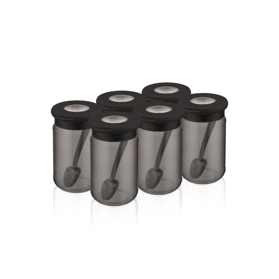 Set De 6 Pots D'Épices - Noir Rangement cuisine