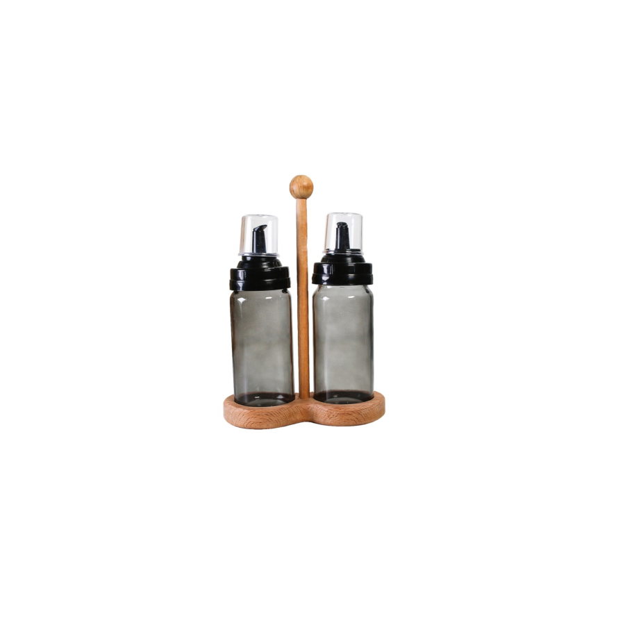 Set D'Huile Et De Vinaigre Avec Support - Noir Rangement cuisine