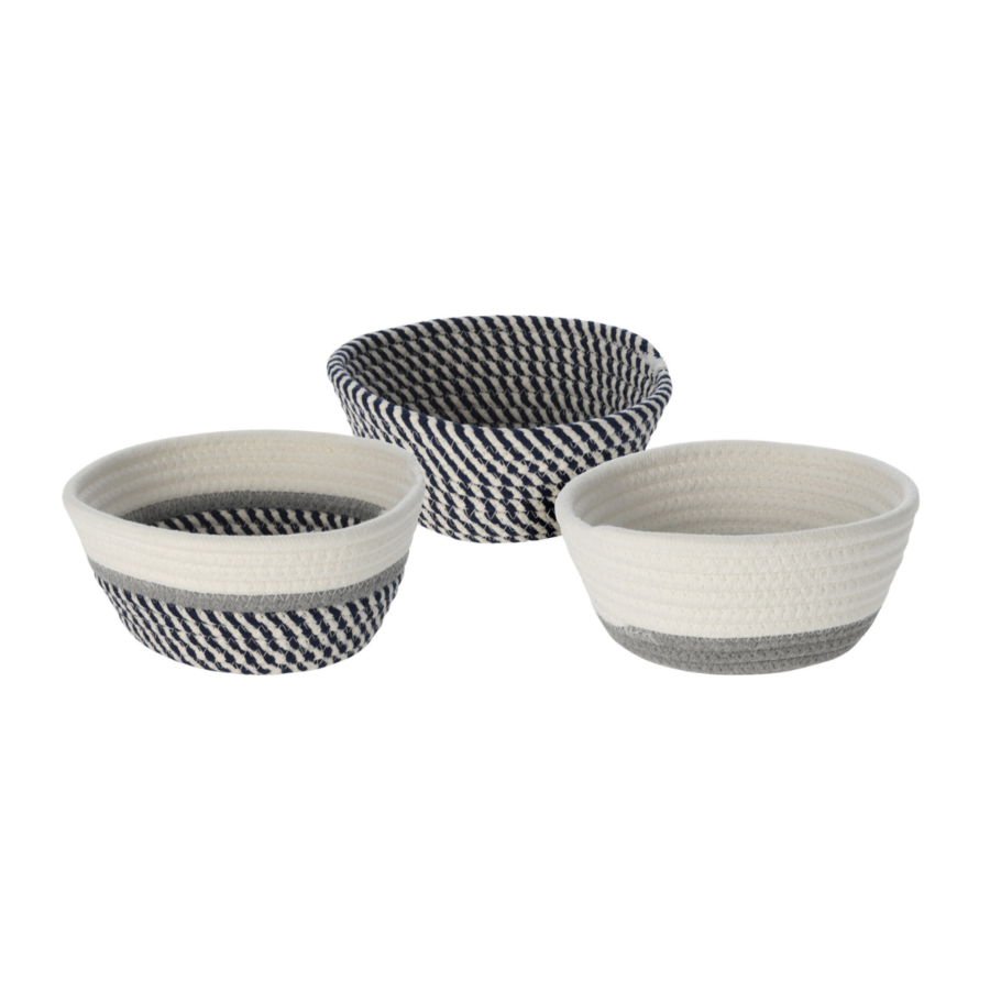 Panier En Corde De Coton - Gris / Blanc Soldes été