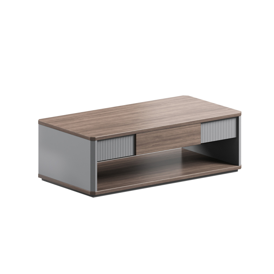 Table De Café Leader 140X70X45Cm - Marron / Gris Déstockage