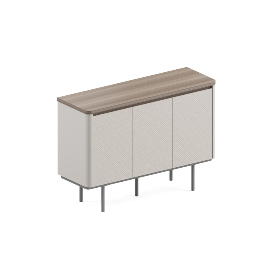 Élément Bas Vega Pro 3 Portes - Chêne / Beige Bons plans Bureaux