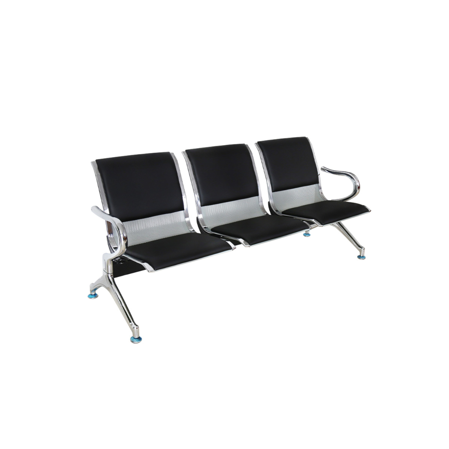 Banc D'Acceuil Godot 3 Places - Noir / Argenté Mobilier pro