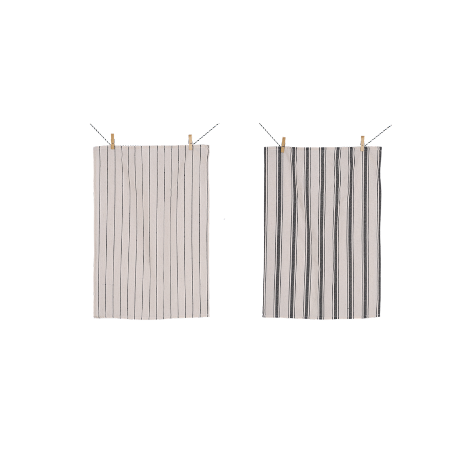 Set De 2 Torchons Coton Imprimé 50X70Cm - Gris Linge de table