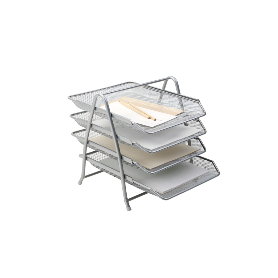 Porte-Documents À 4 Niveaux - Argenté Set Accessoires Bureau