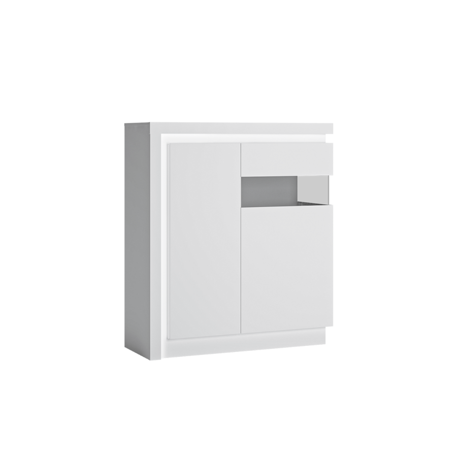 Vitrine White Lyon Avec Porte Vitrée À Droite - Blanc Séjour