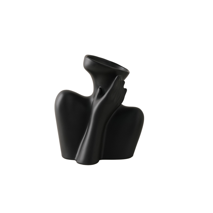 Vase Art Corporel 18Cm - Noir Décoration