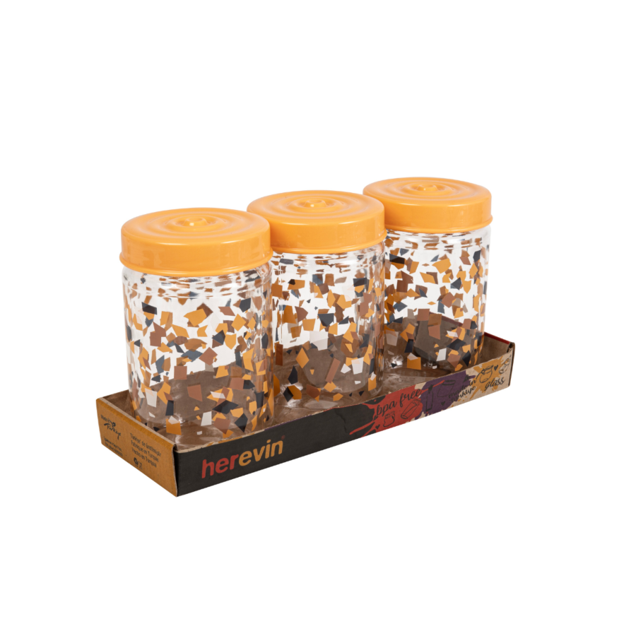 Set De 3 Bocaux Décorés 660 Ml - Multicouleur Art de la table