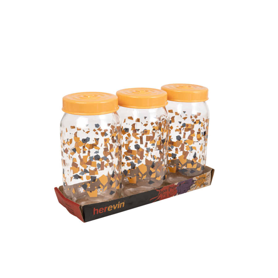 Set De 3 Bocaux Décorés 1L - Multicouleur Art de la table