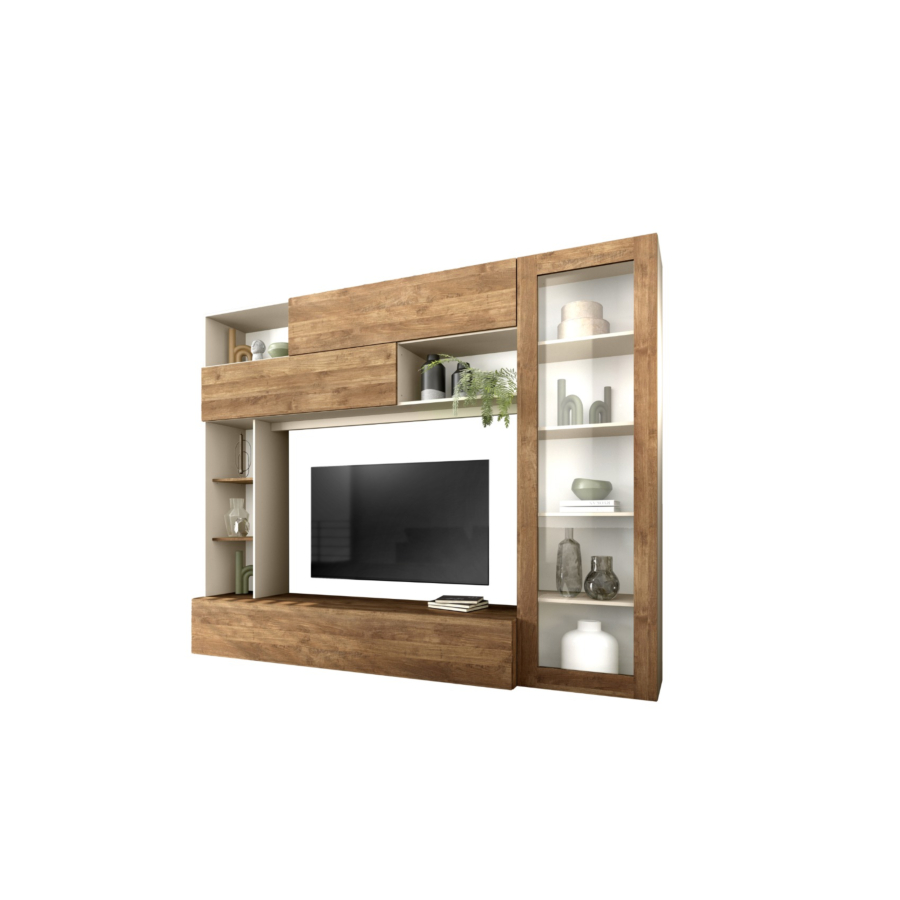 Unité Murale Pratico (Led En Option) - Marron / Beige Les Bons Plans