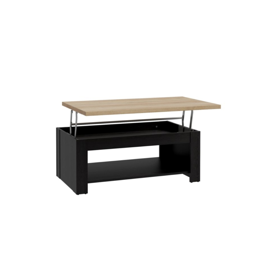 Table Basse Black Duro Avec Plateau Relevable - Chêne / Noir Soldes été