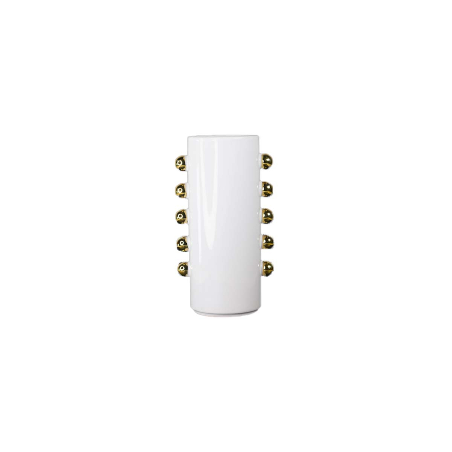 Vase En Céramique En Blanc Avec Sphères -Dorées Décoration