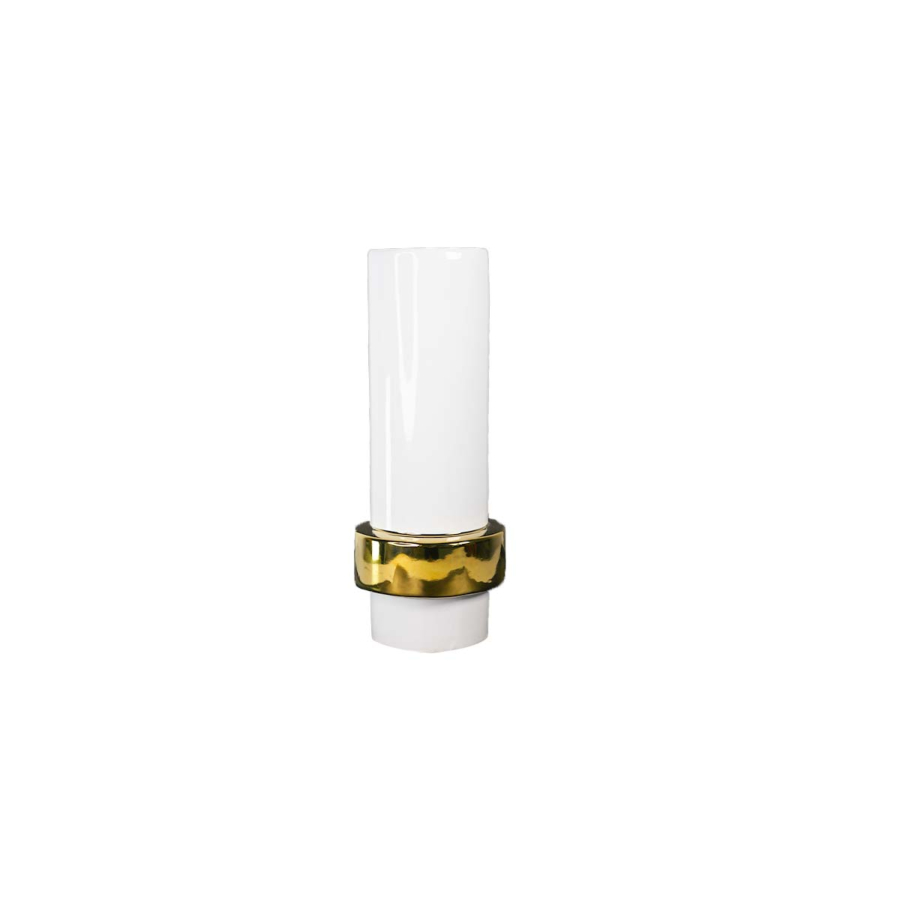 Vase Perlina En Ceramique En Blanc Avec Cercle - Doré Décoration