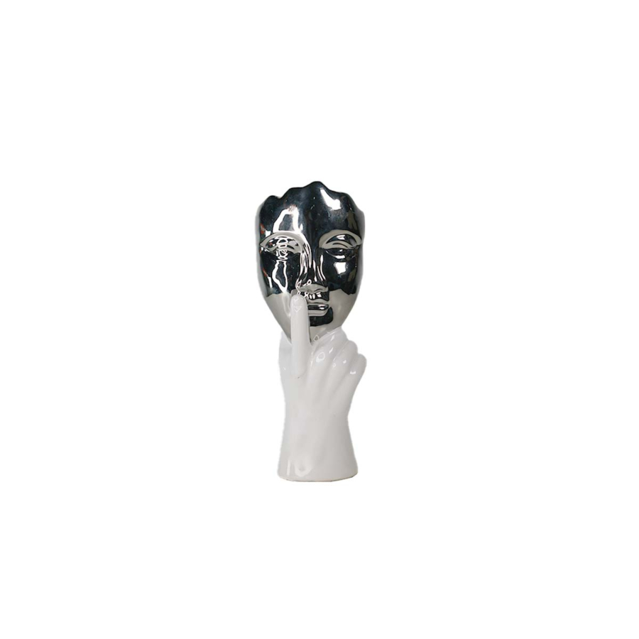 Decoration À Poser Sculpture Visage 11Cm - Argenté Décoration