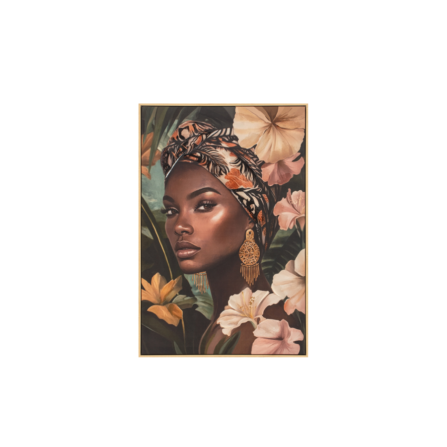 Tableau L'Africaine Avec Cadre 60X90Cm - Multicouleur Soldes été vague 2
