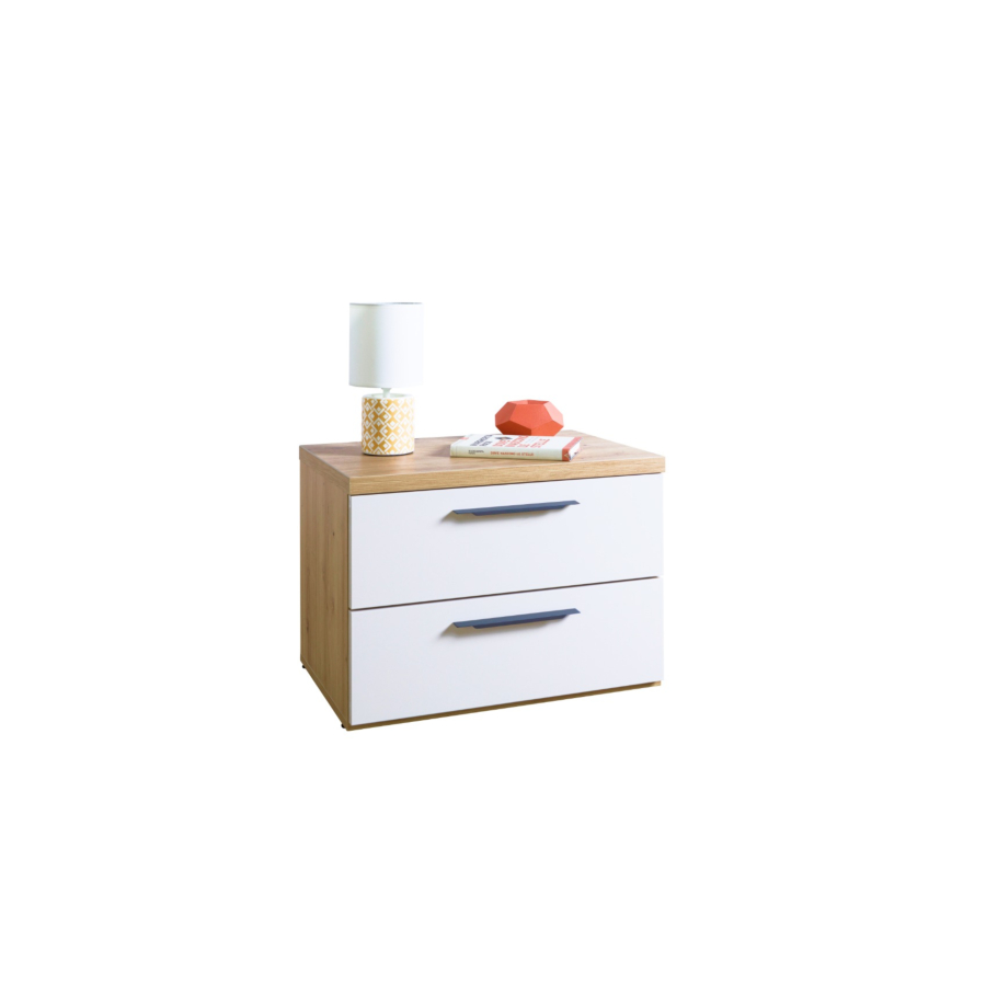 Table De Chevet Sposami - Blanc / Chêne Déstockage