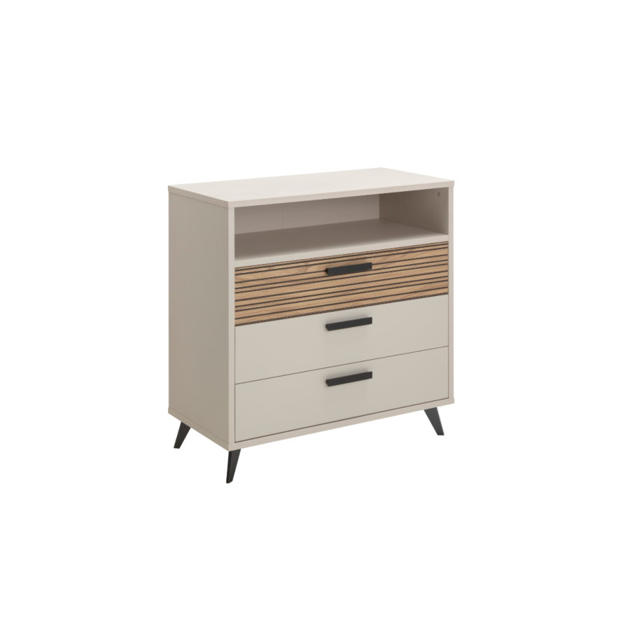 Commode Bravo - Blanc / Chêne Chambre enfant