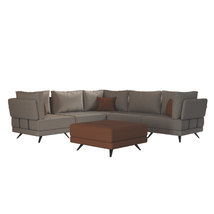 Canapé D'Angle Foster + Fauteuil De Coin - Beige / Orange Sofa Ramadan