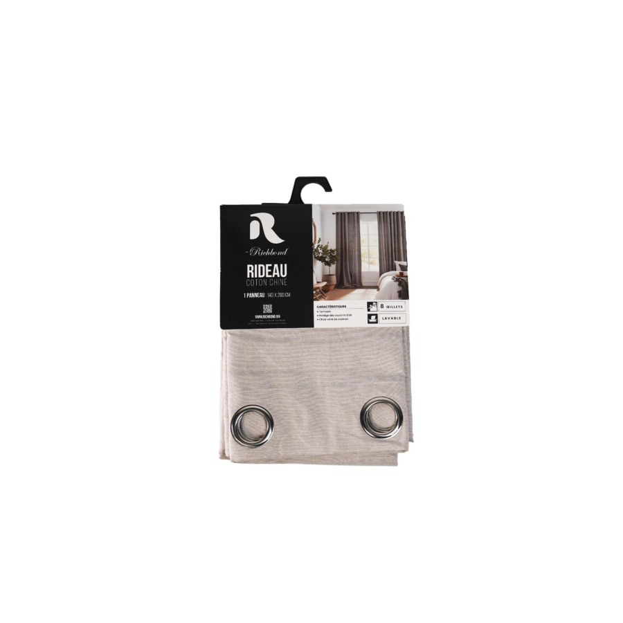 Rideau Coton Chiné 140X280Cm - Beige Essentiel HIVER