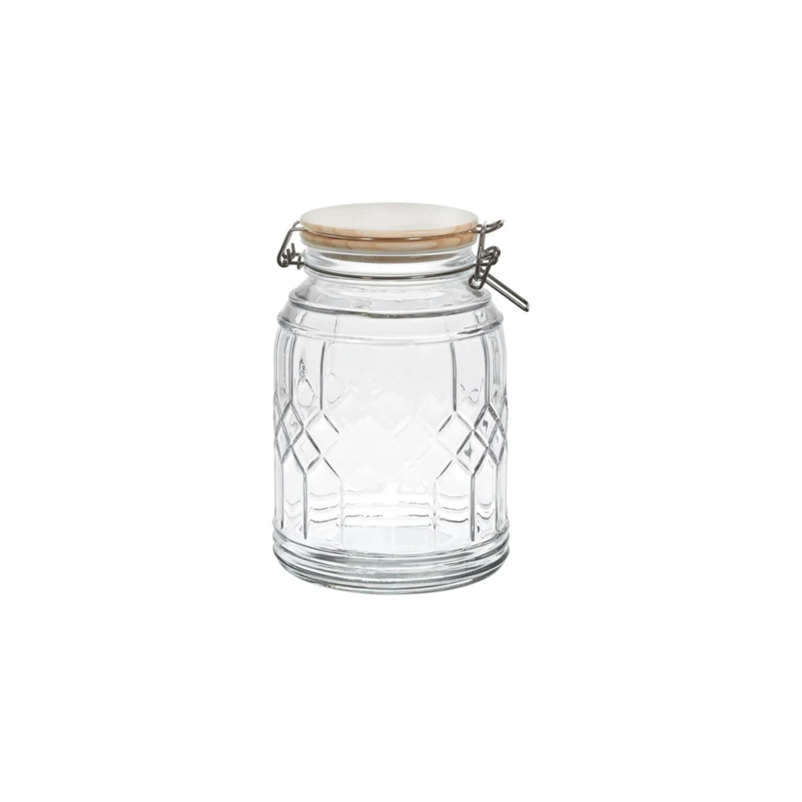 Bocal Conservation 1,8L Avec Couvercle Bois - Blanc Art de la table