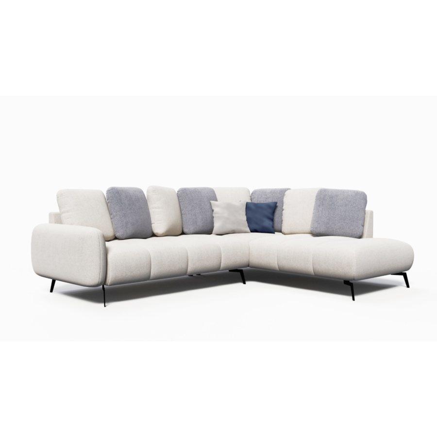 Canape D'Angle Pralin Meridienne Droite – Bleu / Beige Sofa