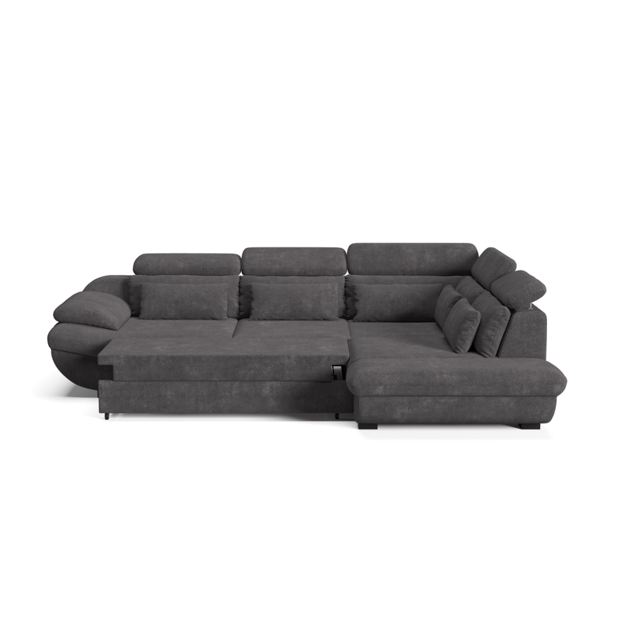 Canapé D'Angle Droit Infinity Avec Fonction Lit Et Rangement - Gris Foncé Soldes été