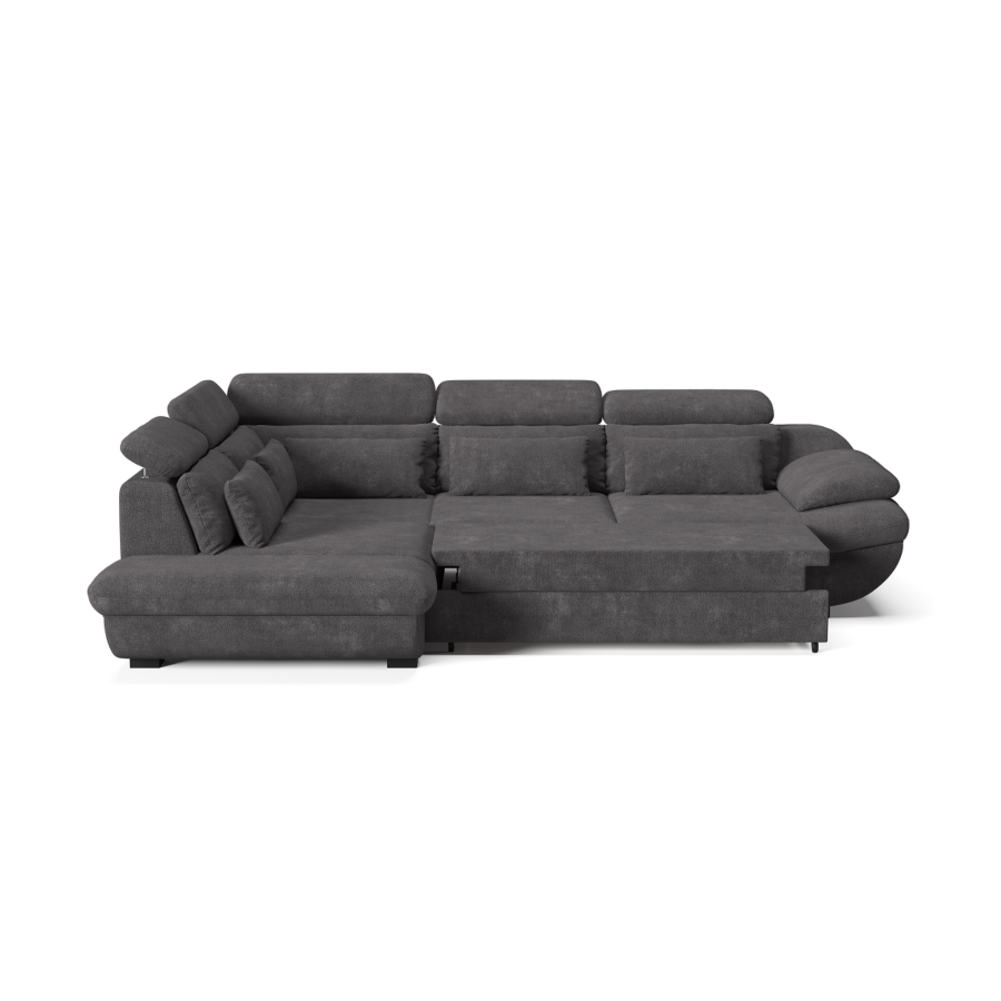 Canapé D'Angle Gauche Infinity Avec Fonction Lit Et Rangement - Gris Foncé Soldes été