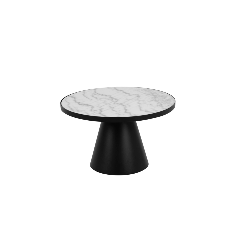 Table Ronde Soli 65X40Cm - Blanc / Noir Séjour