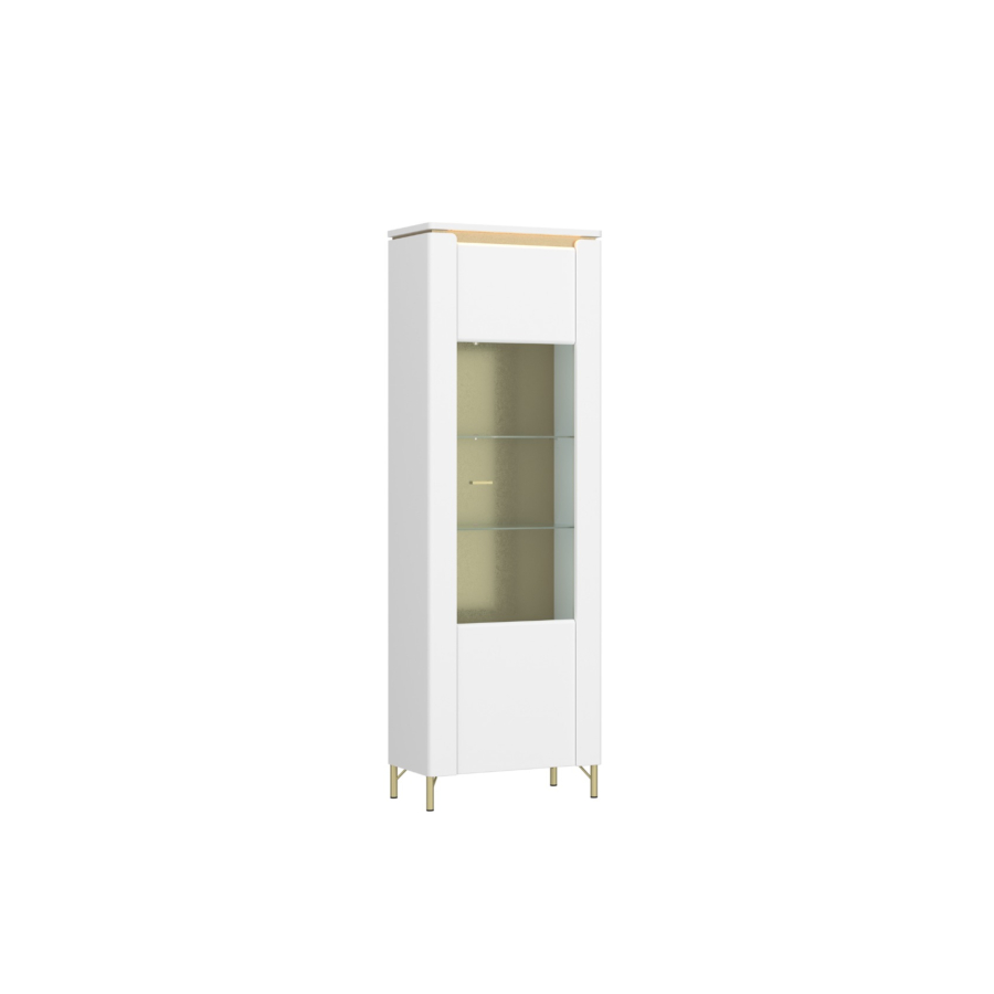 Vitrine Lazio 1 Porte Led En Option - Blanc / Doré Séjour