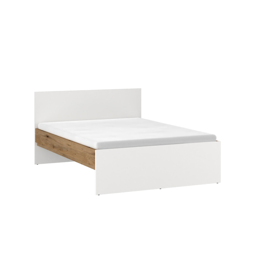 Lit Ricko 120X200Cm Sans Sommier - Blanc / Chêne Chambre enfant