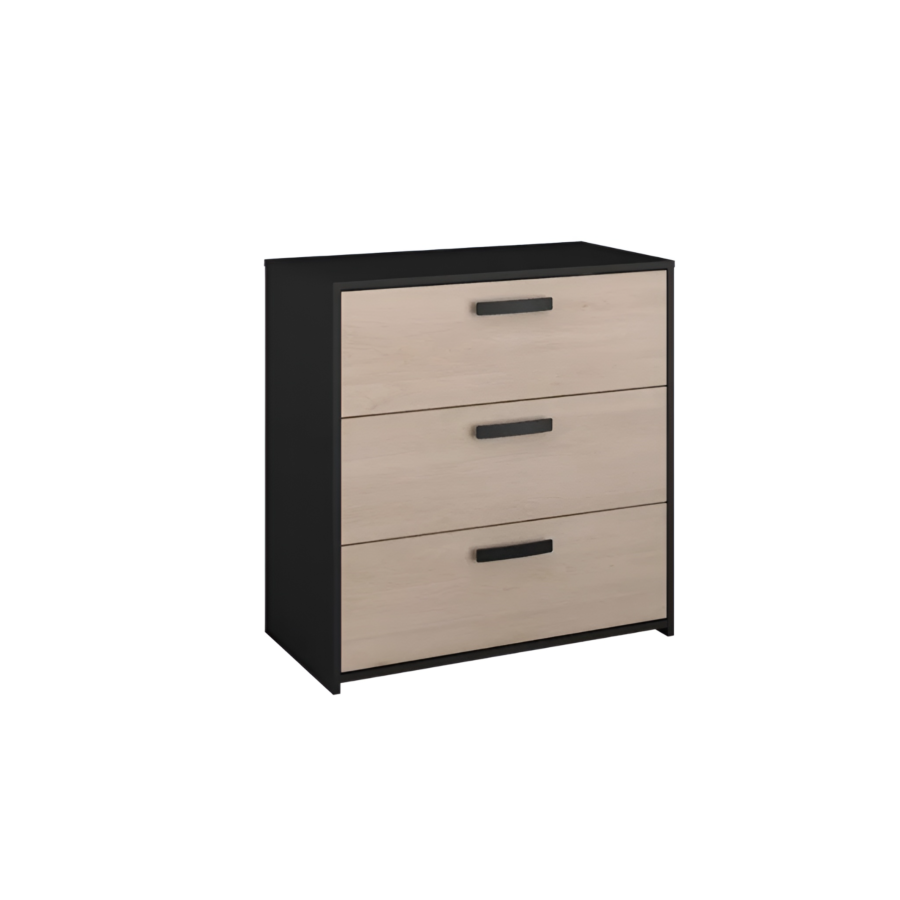 Commode Celest 3 Tiroirs - Chêne / Noir Rangement