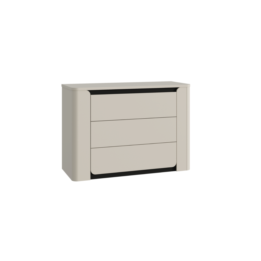 Commode Vodol 3 Tiroirs - Blanc / Noir Chambre double