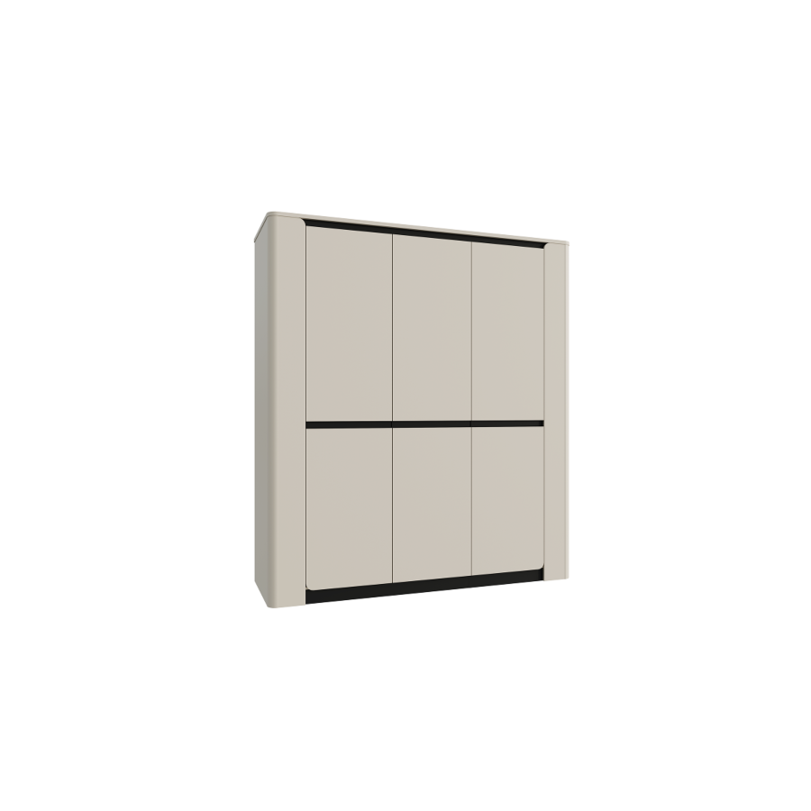 Armoire Vodol Avec 3 Portes - Blanc / Noir Chambre double