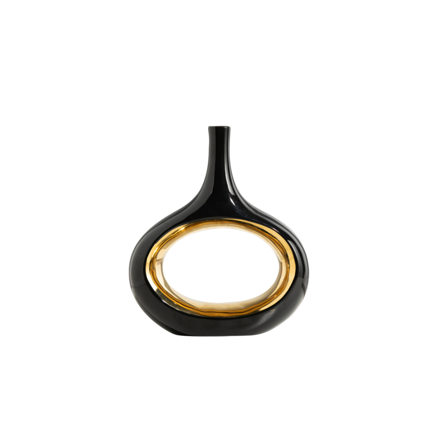 Vase Ajouré 20X23.2X2.3Cm – Noir/Doré Vases décoratifs