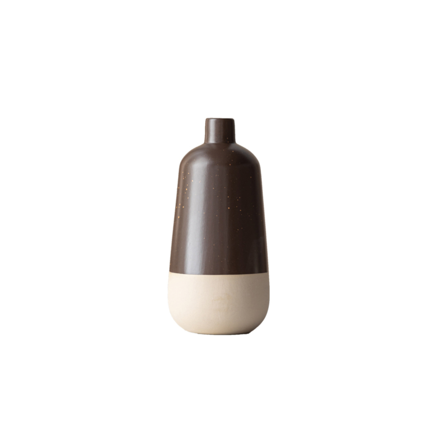 Vase Bicolore Mouchete 10X22.2X2.2 Cm - Marron Vases décoratifs