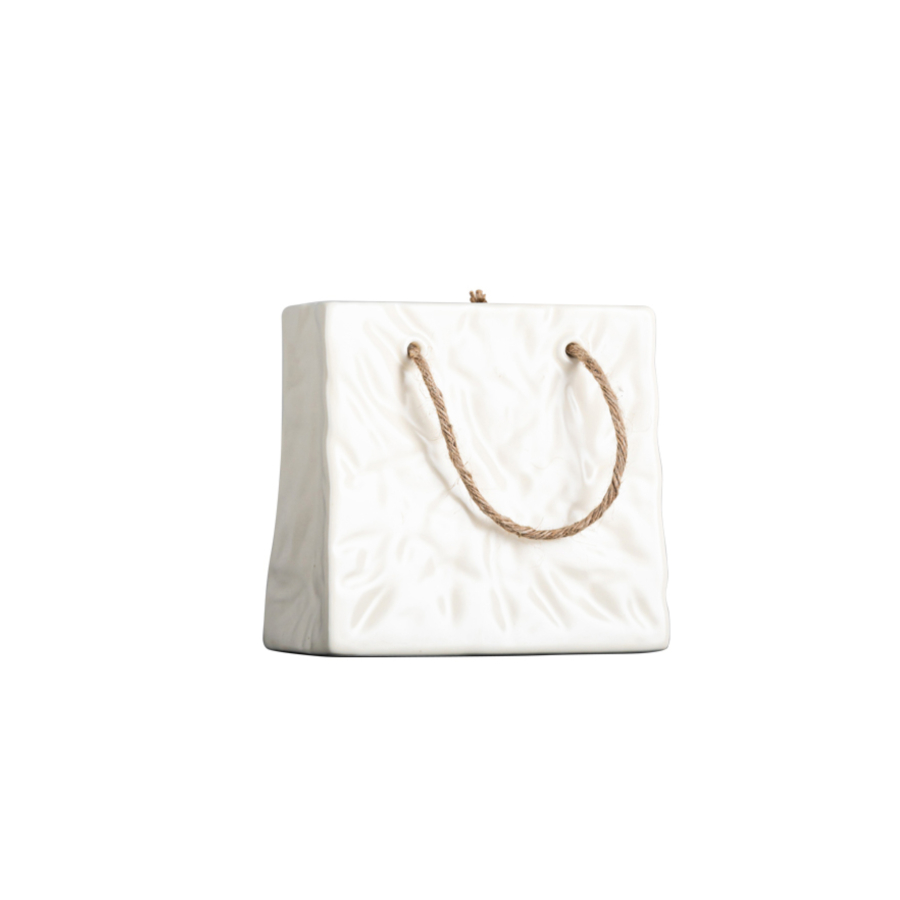 Vase Effet Sac Froisse 14X13.8X13.8Cm - Beige Vases décoratifs